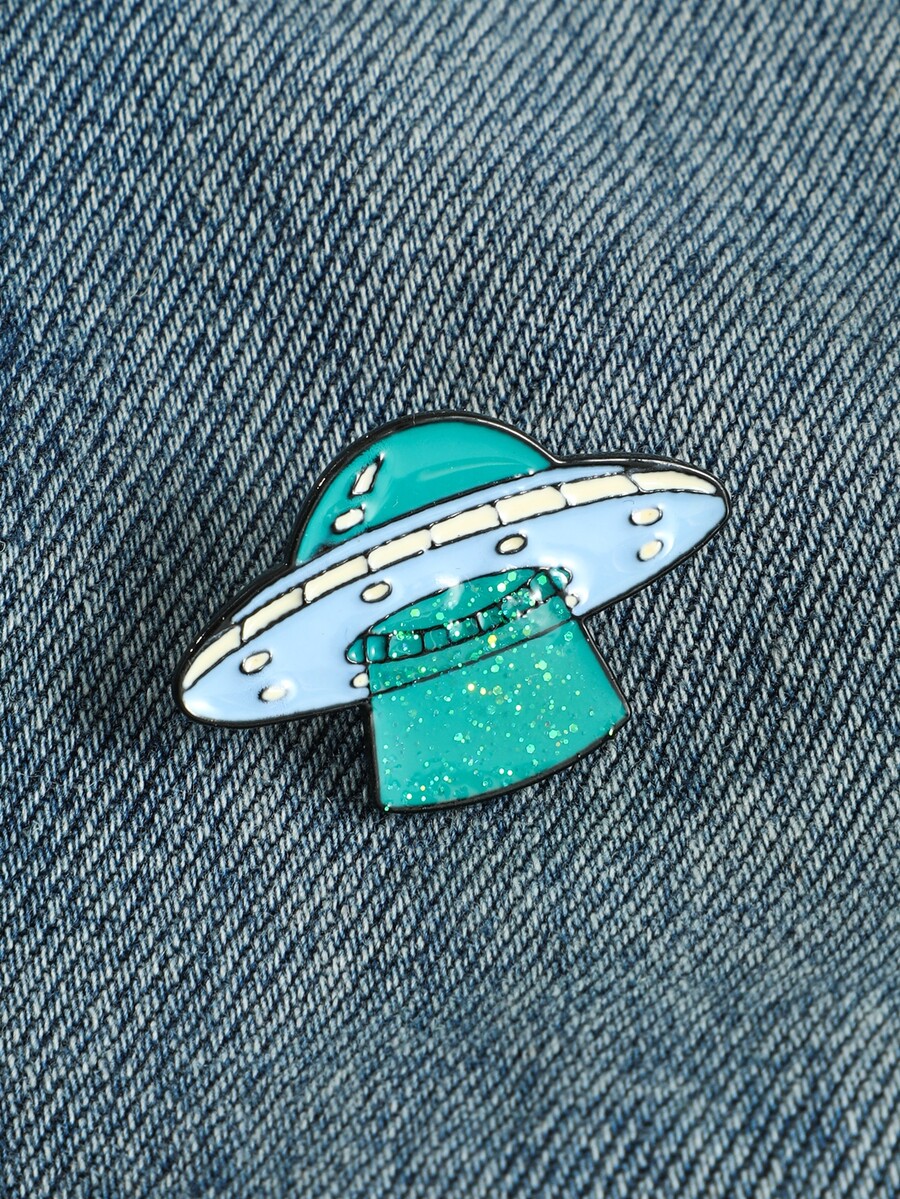 1pc Zinc Alloy Spaceship Resin Drop Design Brooch Pin Badge Accessory