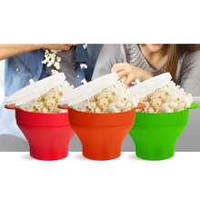 1入組可折疊微波爆米花製作器,帶蓋和爆米花處理容器,矽膠微波爆米花桶,適用於diy - 橘色 - 查看 4