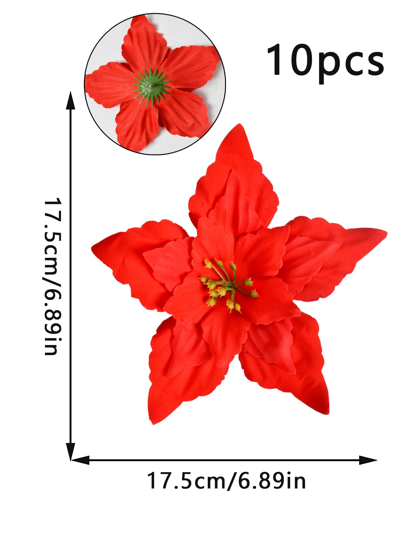 1set 10pcs 1421cm Artificial Flower Heads For Christmas Tree