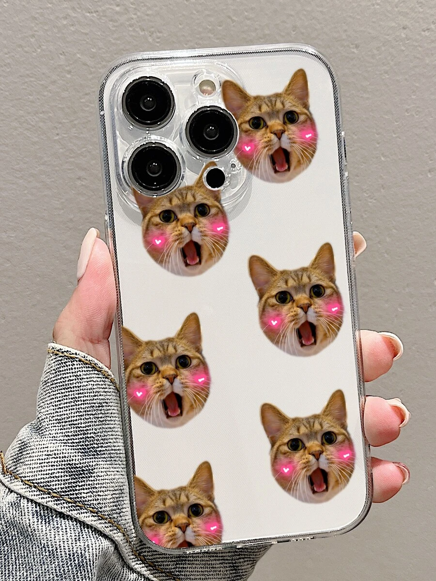 1入組可愛貓咪設計防摔透明手機殼，適用於蘋果、華為、小米、Vivo、Oneplus、、三星和Honor手機 - 彩色 - 查看 1