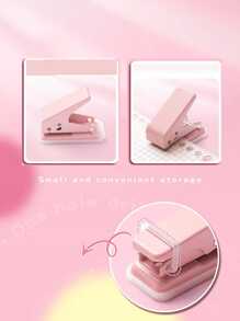 1 Miếng Mini Màu hồng Tròn Máy đục lỗ Đối với A4 Kích thước Giấy Và Lá lỏng lẻo , Creative Qủa tặng Với Lỗ đơn Và Khóa Khóa - Hồng - Xem 3