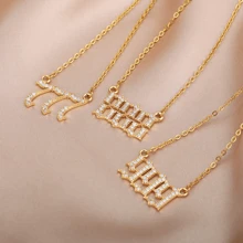 1pc Simple & Delicate Gold-plated Stainless Steel Number Pendant Necklace For Women, Perfect For Daily Wear, European And Ameican Style Necklace