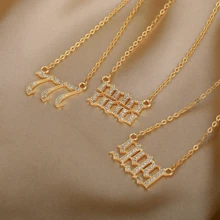 1pc Simple & Delicate Gold-plated Stainless Steel Number Pendant Necklace For Women, Perfect For Daily Wear, European And Ameican Style Necklace