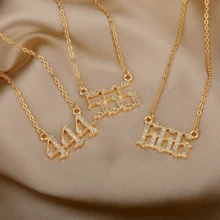 1pc Simple & Delicate Gold-plated Stainless Steel Number Pendant Necklace For Women, Perfect For Daily Wear, European And Ameican Style Necklace