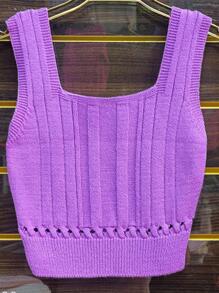 Women Knit Tops - Purple - View 2
