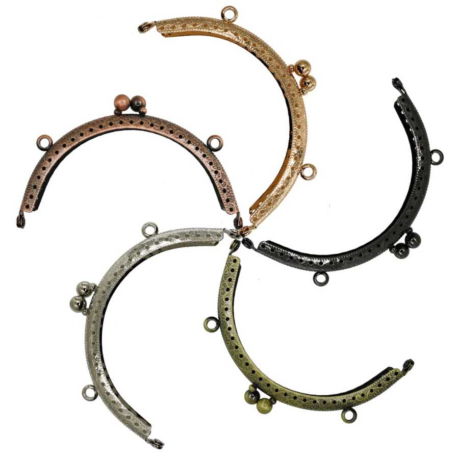 5pcs 10.5cm Double-ear Semi-circle Embossed Metal Frame, Creative Teardrop Handle Clasp, Classic Coin Purse Metal Frame - Multicolor - View 1