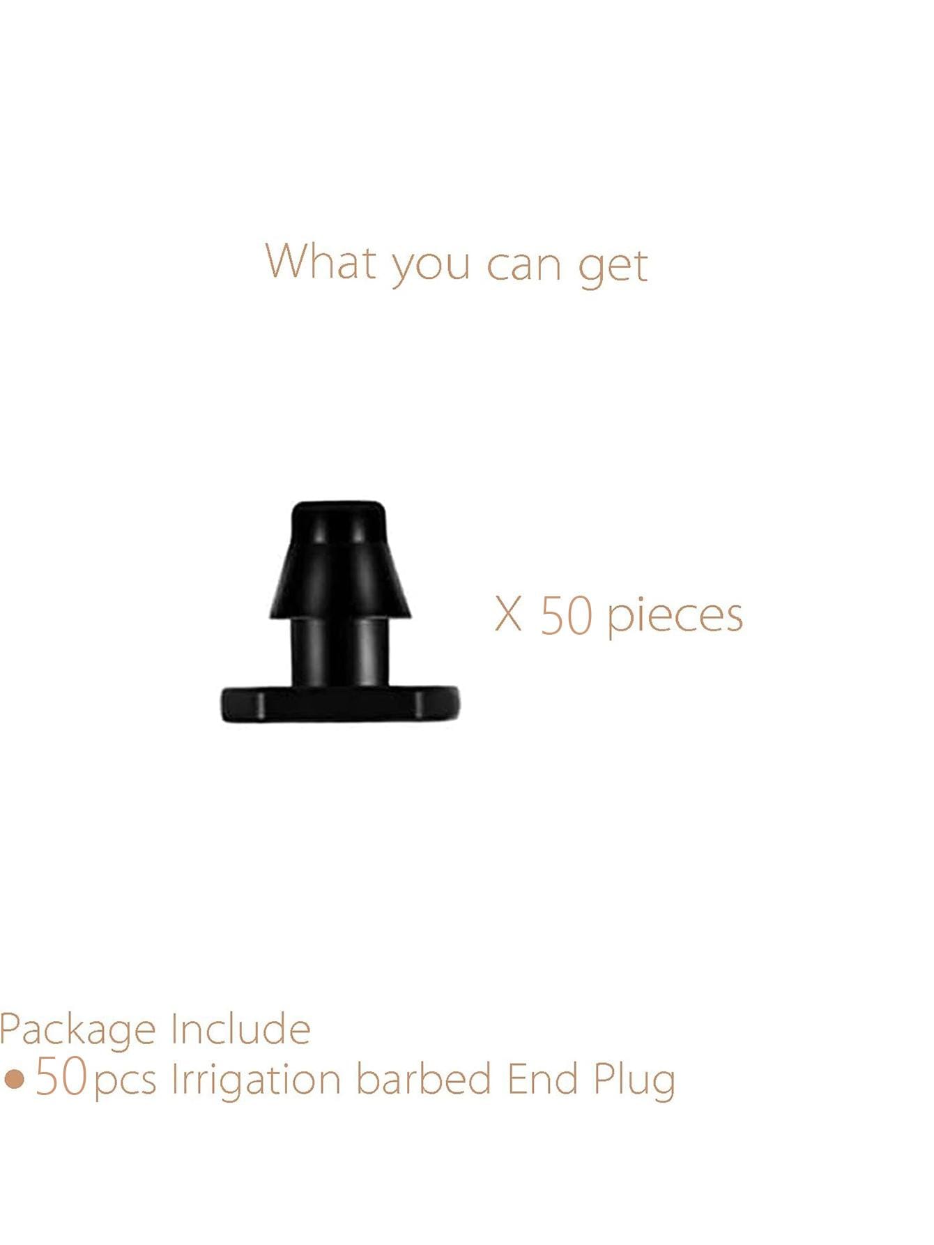 50Pack Drip Barbed connectors, Drip Irrigation System End Plug for 1/4 inch Drip Irrigation