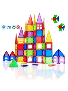 Brastoy Blocos Magnéticos 65 Peças Brinquedo Educativo Infantil - Multicolorido - Visão 6