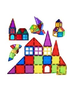 Brastoy Blocos Magnéticos 65 Peças Brinquedo Educativo Infantil - Multicolorido - Visão 7