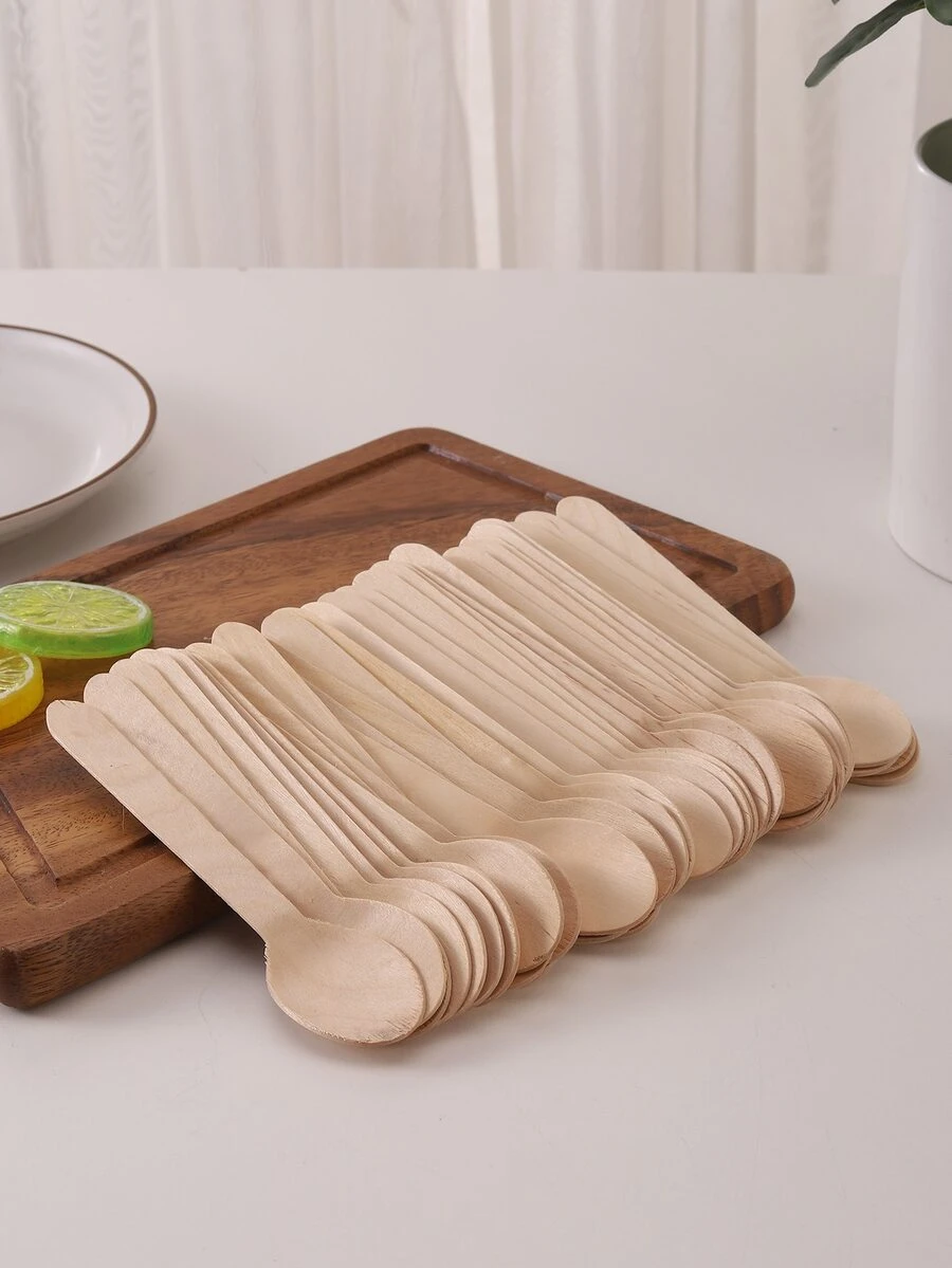 100入組一次性木頭湯匙,16cm - L - 查看 1