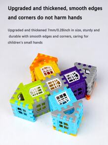 5.5厘米/2.2英寸儿童大型房子形积木拼图玩具，智力教育大颗粒3d立方体拼图适合3-8岁男孩女孩房间装饰圣诞礼物彩块彩色积木，积木套装，适合幼儿男孩的玩具，立方体 - 彩色 - 查看 5