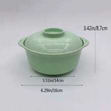 1pc Creative Anti-fall Instant Noodle Bowl With Lid, Tableware For Soup - Green - View 6