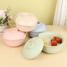 1pc Creative Anti-fall Instant Noodle Bowl With Lid, Tableware For Soup - Green - View 2