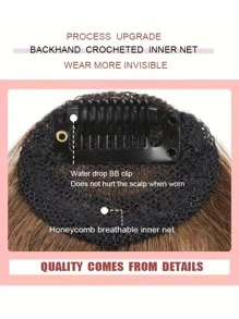 1 片 10 英寸长刘海，两侧有刘海，左中法式刘海，深棕色，天然接发，前发片，夹在头顶以延长刘海假发的长度