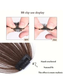 1 片 10 英寸长刘海，两侧有刘海，左中法式刘海，深棕色，天然接发，前发片，夹在头顶以延长刘海假发的长度