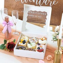 10 件白色烘焙盒蛋糕盒糕点盒带窗口，可装饼干、甜甜圈、巧克力草莓和派、派对装饰、礼品盒、单身派对、婚礼、单身女郎、新娘、派对装饰生日、伴娘求婚礼物、婚礼装饰、新娘送礼会、婚礼、包、生日、伴娘包、新娘礼物、新娘礼物、生日、礼品袋、礼品袋、派对回礼袋、款待袋、透明派对袋、派对回礼、生日袋、包装返校情人节 - 白色 - 查看 2