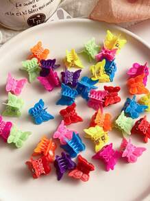 20pcs/Set Women's Colorful Butterfly Plastic Hair Accessories, Fashion Hair Clips For Daily & Romantic Dates, Cute Hair Pins & Mini Hair Claws Hair Styling Set, Dopamine Hair Jaw Clip Hair Clamps Hair Clutch Hair Clip, Hair Bows Elegant Claw Clip - Multicolor - View 2