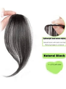 1 片 10 英寸长刘海，两侧有刘海，左中法式刘海，深棕色，天然接发，前发片，夹在头顶以延长刘海假发的长度