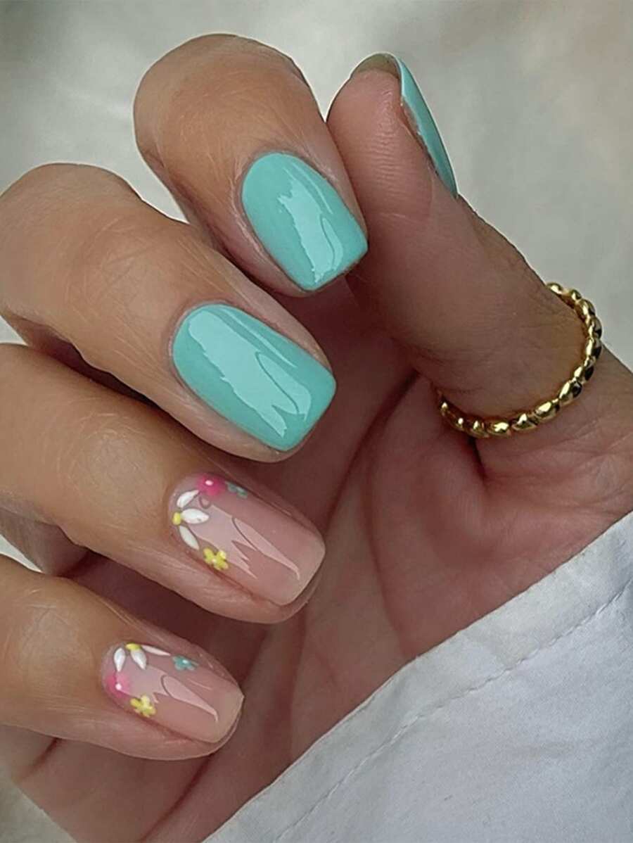 24入組短正方形簡約風格指甲銼帶1入組美甲拋光塊和1入組果凍凝膠 - 彩色 - 查看 1