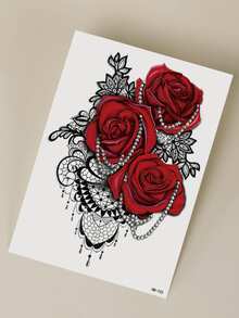 3 Piezas Tatuajes Temporarios De Flores Y Diseño Floral De Brazo Completo/grande, De Moda Para Cubrir Cicatrices En El Cuerpo - Multicolor - Ver 6