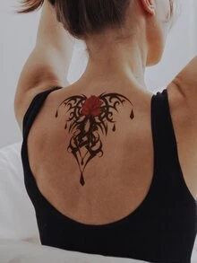 3 Piezas Tatuajes Temporarios De Flores Y Diseño Floral De Brazo Completo/grande, De Moda Para Cubrir Cicatrices En El Cuerpo - Multicolor - Ver 2