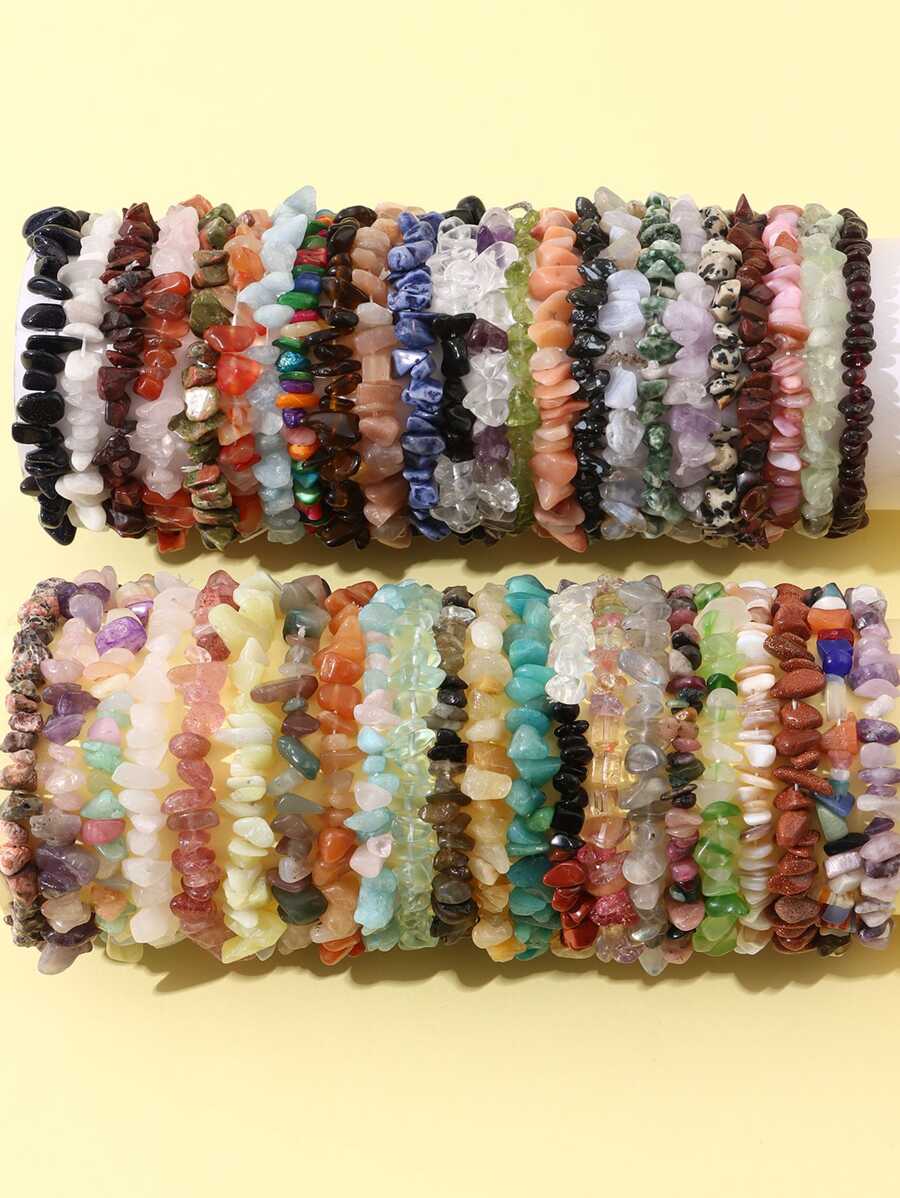 5pcs Random colored crushed stone bracelet - Multicolor - View 1