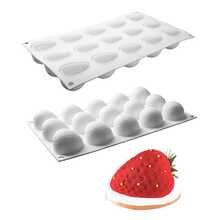 Set Of 15 Flat Base Strawberry-Shaped Molds - White - View 7
