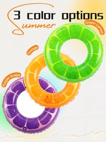 1入橘色和柑橘印花pvc充氣沙灘游泳圈 - 橘色 - 查看 2