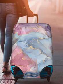 行李箱罩旅行箱罩适用于 18 至 32 英寸行李箱保护套时尚大理石图案男女商务户外旅行配件涤纶行李箱弹力防尘罩学生返校用品学校配件