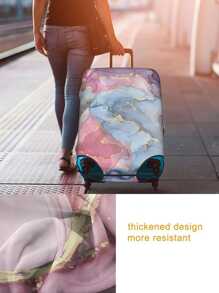 行李箱罩旅行箱罩适用于 18 至 32 英寸行李箱保护套时尚大理石图案男女商务户外旅行配件涤纶行李箱弹力防尘罩学生返校用品学校配件