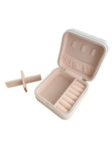 Viagem caixa de jóias portátil, caixa de jóias, armazenamento de jóias das mulheres HZH02 - Branco - Visão 3