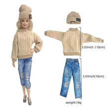 1套30cm公主休閒穿著粉色時尚帽子秋季穿著黑色七分褲出售,為娃娃配件、娃娃孩子女孩禮物（不含娃娃） - 白色 - 查看 4