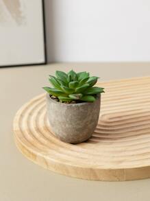 1入組襯有灰色花盆的人工多肉植物,適用於辦公桌、書架、辦公室、家庭室內浴室等小型空間裝飾 - 綠色 - 查看 1