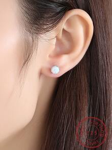 FOREVER QUEEN S925 纯银蛋白石耳环时尚优雅精致耳环珠宝礼物适合女性女孩