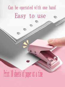 1 Miếng Mini Màu hồng Tròn Máy đục lỗ Đối với A4 Kích thước Giấy Và Lá lỏng lẻo , Creative Qủa tặng Với Lỗ đơn Và Khóa Khóa - Hồng - Xem 1