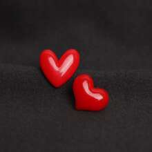 Cute 2pcs Women's Red Heart Shaped Plastic Brooch Pin For Clothes, Shoes, Bags Accessories Valentine's Day