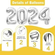 32inch Silver New Year Party Decor Digital Aluminum Foil Balloon - Silver - View 3
