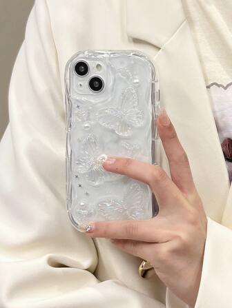 1 st. resin holografiskt 3D-fjärilsskal, stötsäkert och transparent, kompatibelt med 17 Pro Max/17/17 Pro/17 Air/16 Pro Max/16/16 Pro/16 Plus/15/15 Pro Max/15 Pro/15plus/11/11Pro/11ProMax/12/13/14 Pro/11Pro/12Pro/12ProMax/13 Pro/13 Max/13 Pro/14 Pro14 May/14plus/12 Mini/13 Mini/Galaxy S25/S24/Galaxy S25+/Galaxy S24/S25 Ultra, kreativ design