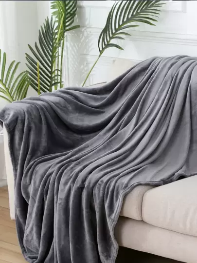 1pc Dark Grey Throw Blanket for Couch,Soft Fuzzy Fluffy Blanket for Bed and Sofa