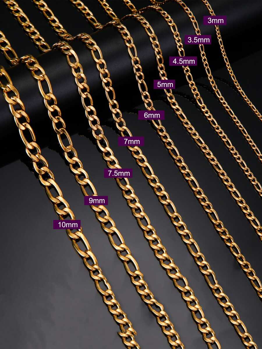1pc Men's Stainless Steel Figaro Chain Necklace, Punk Style Long & Thick Chain, Versatile & Simple, Couple's Jewelry Gift