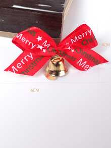 12pcs/pack Christmas Decoration Bows And Bells Pendant, Mixed Styles - Red - View 5