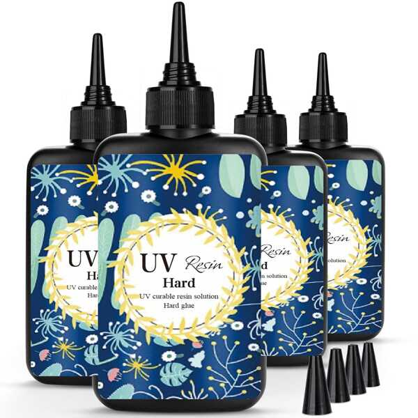 1 pièce Kit de résine époxy UV cristal clair dur 400g/500g, résine pré-mélangée, colle solaire UV transparente pour la création de bijoux, durcissement rapide