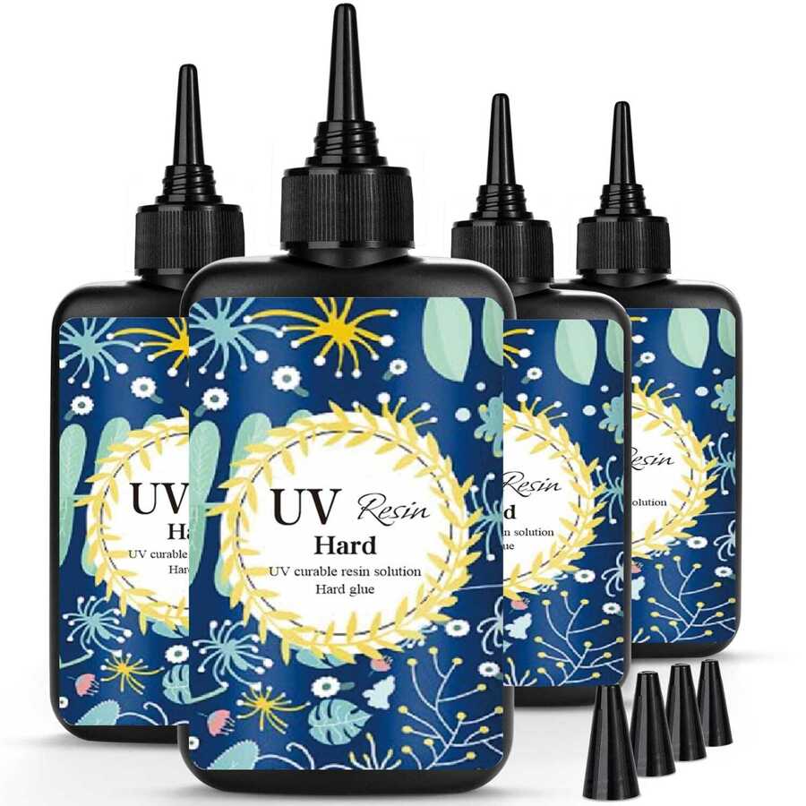 1套400克/500克UV树脂，硬质透明，紫外线固化环氧树脂套装，预混树脂，UV透明活性胶水，适用于珠宝制作，快速固化