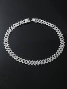 1 pieza Collar de cadena con diamante de imitación incrustado con cadena dragón garra corchete de hombres personalizado uso diario - Amarillo Oro - Ver 7