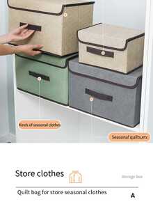 2pcs Purple Storage Box, Simple Style Non-woven Fabric Foldable Storage Organizer For Household Room Use - Purple - View 5