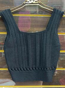 Women Knit Tops - Black - View 1