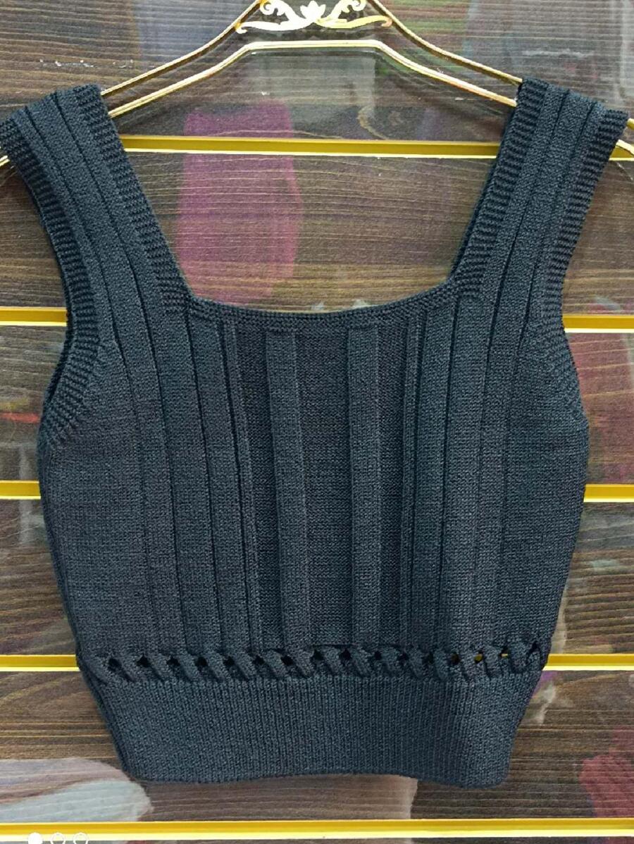 Women Knit Tops - Black - View 1