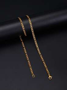 1pc Men's Stainless Steel Figaro Chain Necklace, Punk Style Long & Thick Chain, Versatile & Simple, Couple's Jewelry Gift