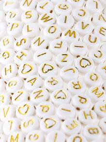 500入組亞克力字母字母姓名珠子心珠子適用於珠寶製作 - 彩色 - 查看 1