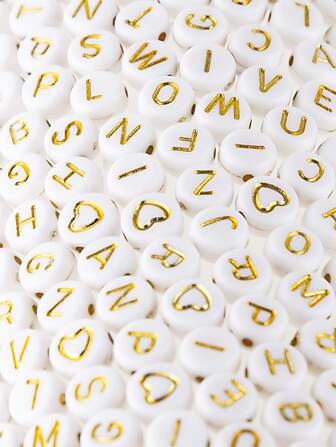 500pcs Acrylic Alphabet Letter Name Beads Heart Beads for Jewelry Making